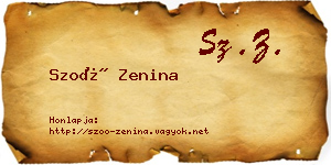 Szoó Zenina névjegykártya